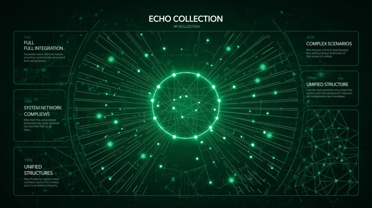 Digital interface with green glowing elements and text on a black background, labeled 'Echo Collection'.