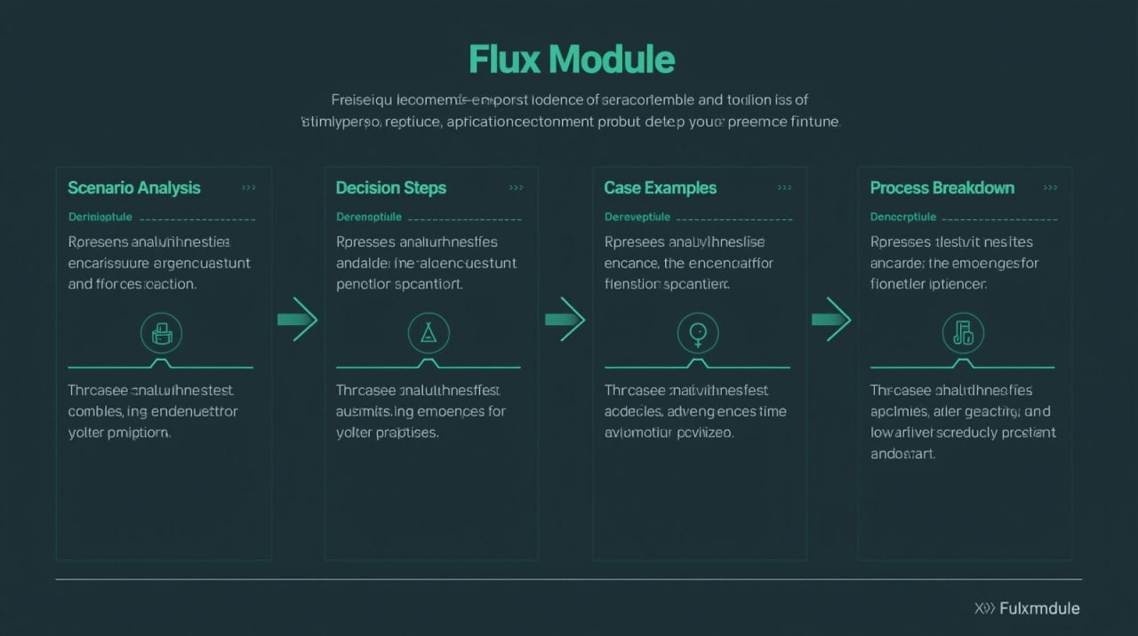 Diagram of Flux Module with text and icons on a dark background
