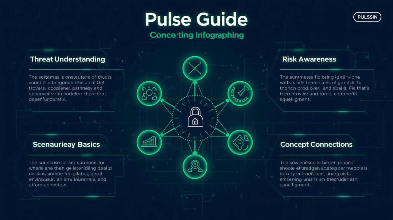 Pulse Guide infographic with network diagram and text on a dark background